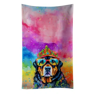 Caroline's Treasures Rottweiler Hippie Dawg Kitchen Towel In Multicolor