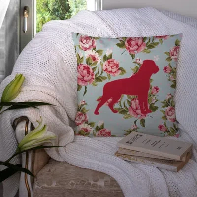 Caroline's Treasures Rottweiler Shabby Elegance Blue Roses Indoor/outdoor Throw Pillow