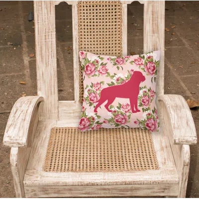 Caroline's Treasures Rottweiler Shabby Elegance Pink Roses Floral 14" Throw Pillow