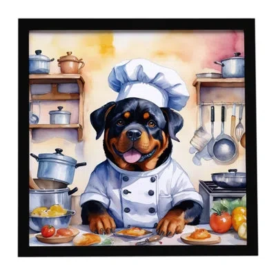 Caroline's Treasures Rottweiler The Chef Framed Metal Print In Black