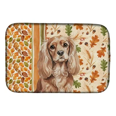 Caroline's Treasures Ruby Cavalier Spaniel Heirloom Fall Dish Drying Mat In Natural