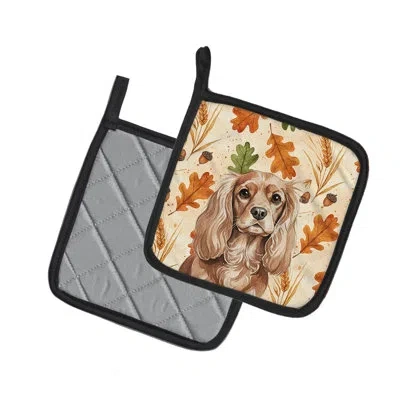 Caroline's Treasures Ruby Cavalier Spaniel Heirloom Fall Pair Of Pot Holders In Multicolor