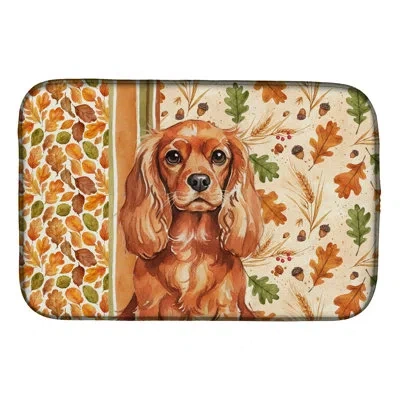 Caroline's Treasures Ruby English Toy Spaniel Heirloom Fall Dish Drying Mat In Natural