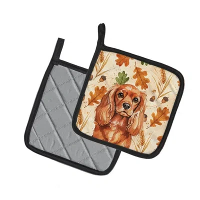 Caroline's Treasures Ruby English Toy Spaniel Heirloom Fall Pair Of Pot Holders In Multicolor