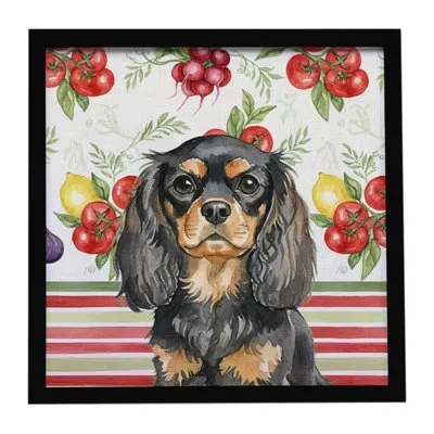 Caroline's Treasures Ruby English Toy Spaniel Vegetables Framed Metal Print In Black,tan