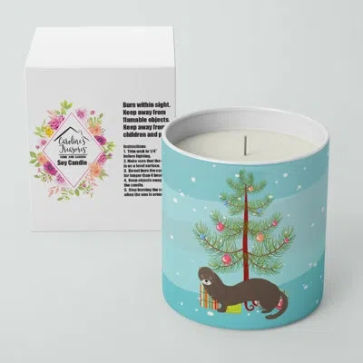 Caroline's Treasures Russian Or European Mink Christmas 10 oz Decorative Soy Candle In Blue;green