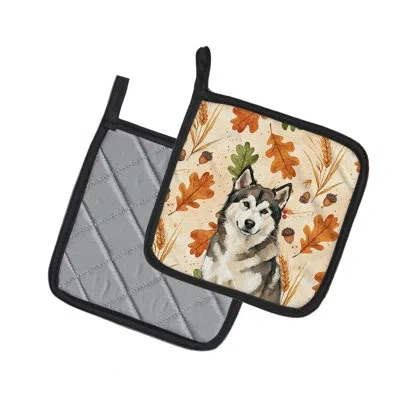 Caroline's Treasures Sable And White Alaskan Malamute Heirloom Fall Pair Of Pot Holders In Multicolor