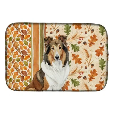 Caroline's Treasures Sable Collie Heirloom Fall Dish Drying Mat In Natural