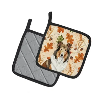 Caroline's Treasures Sable Collie Heirloom Fall Pair Of Pot Holders In Multicolor