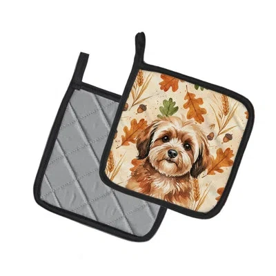 Caroline's Treasures Sable Havanese Heirloom Fall Pair Of Pot Holders In Multicolor