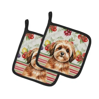 Caroline's Treasures Sable Havanese Vegetables Pair Of Pot Holders In Multicolor