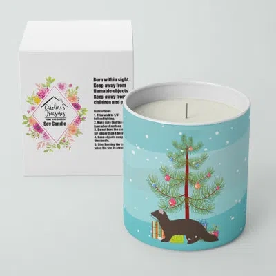 Caroline's Treasures Sable Marten Christmas 10 oz Decorative Soy Candle In Blue;green