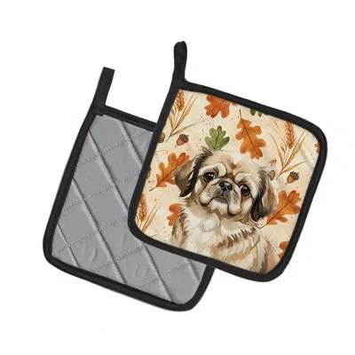 Caroline's Treasures Sable Pekingese Heirloom Fall Pair Of Pot Holders In Multicolor