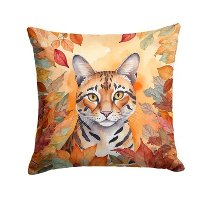 Caroline's Treasures Safari Cat In Fall Leaves Throw Pillow In Multicolor
