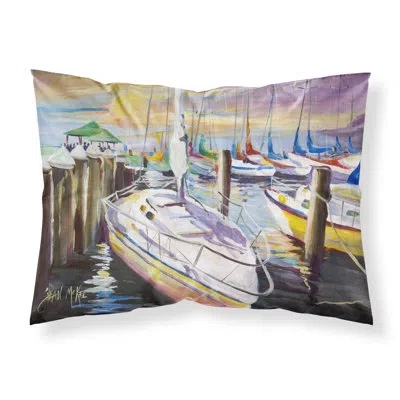 Caroline's Treasures Sailboats At The Fairhope Yacht Club Docks Pillowcase In Purple