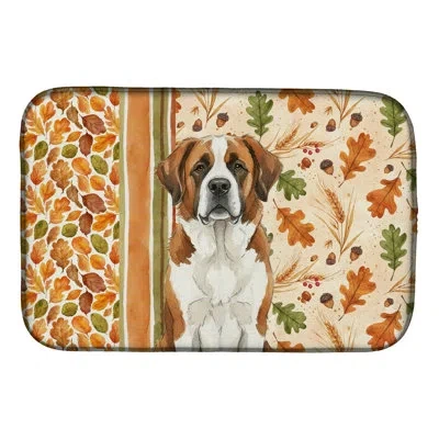 Caroline's Treasures Saint Bernard Heirloom Fall Dish Drying Mat In Natural