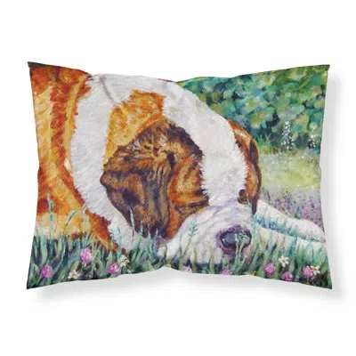 Caroline's Treasures Saint Bernard Naptime Pillowcase In Green