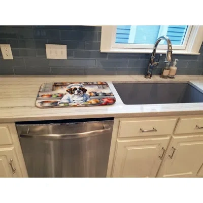Caroline's Treasures Saint Bernard The Chef Dish Drying Mat In Natural