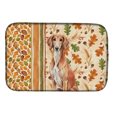 Caroline's Treasures Saluki Heirloom Fall Dish Drying Mat In Natural