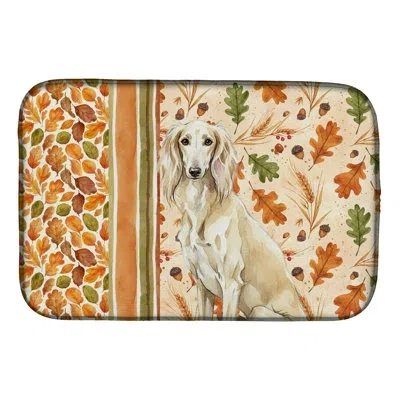 Caroline's Treasures Saluki Heirloom Fall Dish Drying Mat In Natural