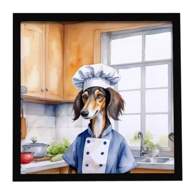 Caroline's Treasures Saluki The Chef Framed Metal Print In Multicolor
