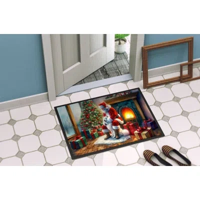 Caroline's Treasures Samoyed And Santa Claus Doormat In Multicolor