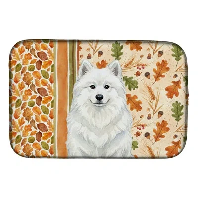Caroline's Treasures Samoyed Heirloom Fall Dish Drying Mat In Natural