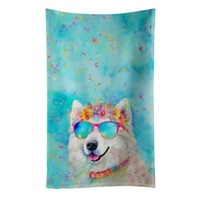 Caroline's Treasures Samoyed Hippie Dawg Kitchen Towel In Multicolor