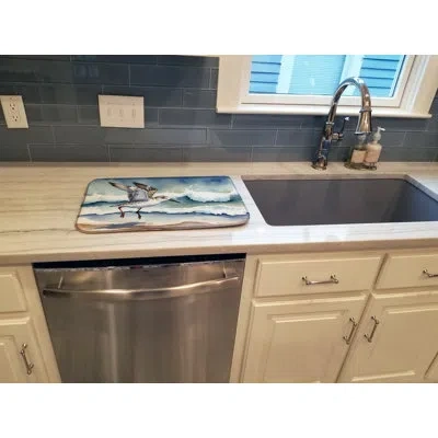 Caroline's Treasures Sanderling Racing The Tide Dish Drying Mat In Natural