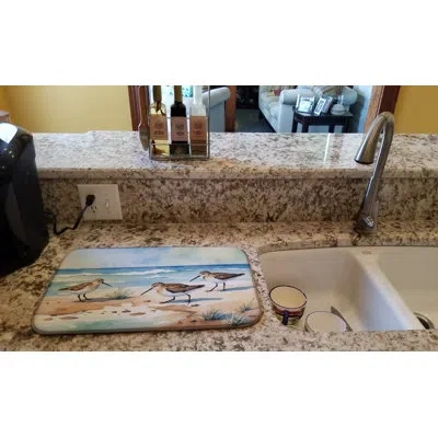 Caroline's Treasures Sandpipers Hunting Dish Drying Mat In Natural