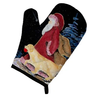 Caroline's Treasures Santa Claus With Golden Retriever Oven Mitt In Black;red