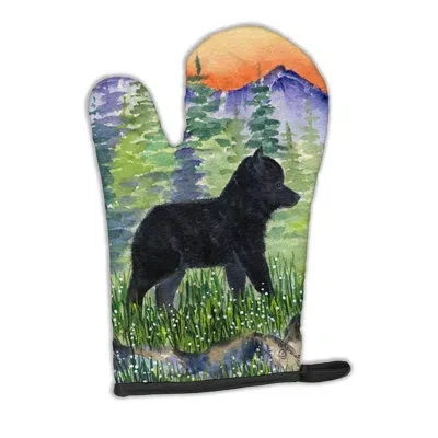 Caroline's Treasures Schipperke Oven Mitt In Black;green