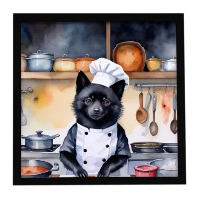 Caroline's Treasures Schipperke The Chef Framed Metal Print In Multi