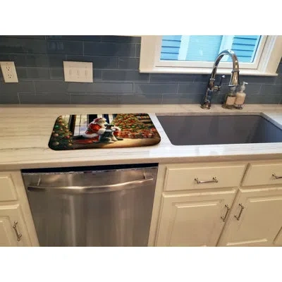 Caroline's Treasures Schnauzer And Santa Claus Dish Drying Mat In Natural