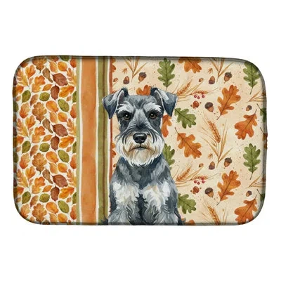 Caroline's Treasures Schnauzer Heirloom Fall Dish Drying Mat In Natural