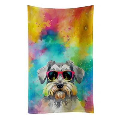 Caroline's Treasures Schnauzer Hippie Dawg Kitchen Towel In Multicolor