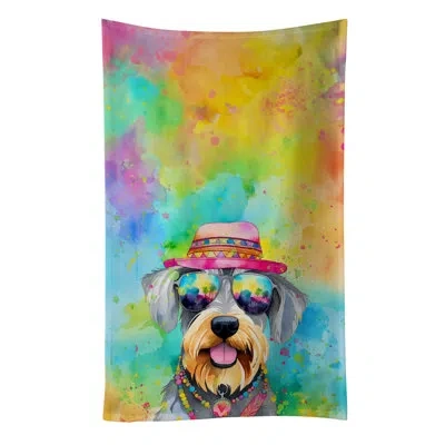 Caroline's Treasures Schnauzer Hippie Dawg Kitchen Towel In Multicolor