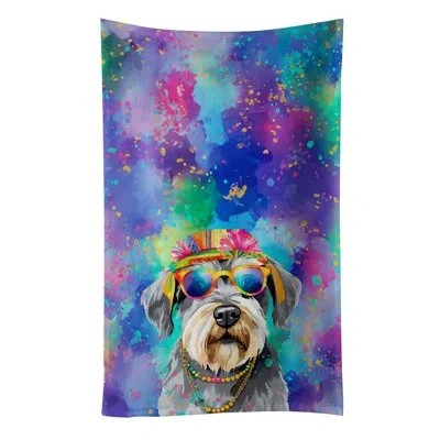 Caroline's Treasures Schnauzer Hippie Dawg Kitchen Towel In Multicolor