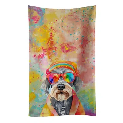 Caroline's Treasures Schnauzer Hippie Dawg Kitchen Towel In Multicolor