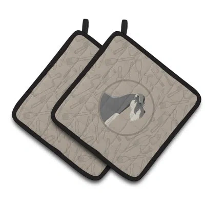 Caroline's Treasures Schnauzer In The Kitchen Potholder In Dark Gray