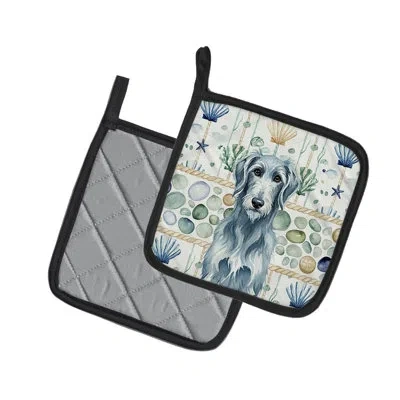 Caroline's Treasures Scottish Deerhound Coastal Sea Glass Pair Of Pot Holders In Multicolor