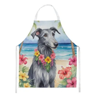 Caroline's Treasures Scottish Deerhound Luau Apron In Multicolor