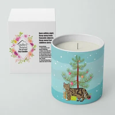 Caroline's Treasures Scottish Straight #2 Cat Merry Christmas 10 oz Decorative Soy Candle In Blue;green