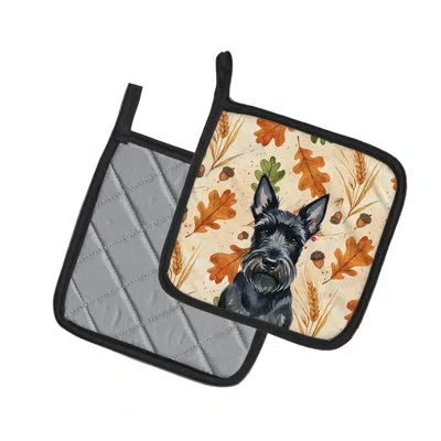 Caroline's Treasures Scottish Terrier Heirloom Fall Pair Of Pot Holders In Multicolor