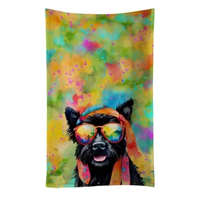 Caroline's Treasures Scottish Terrier Hippie Dawg Kitchen Towel In Multicolor