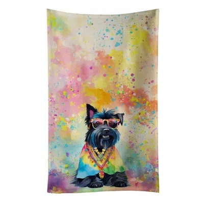 Caroline's Treasures Scottish Terrier Hippie Dawg Kitchen Towel In Multicolor