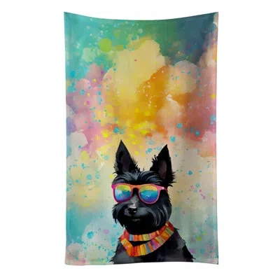 Caroline's Treasures Scottish Terrier Hippie Dawg Kitchen Towel In Multicolor