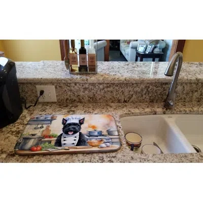Caroline's Treasures Scottish Terrier The Chef Dish Drying Mat In Natural