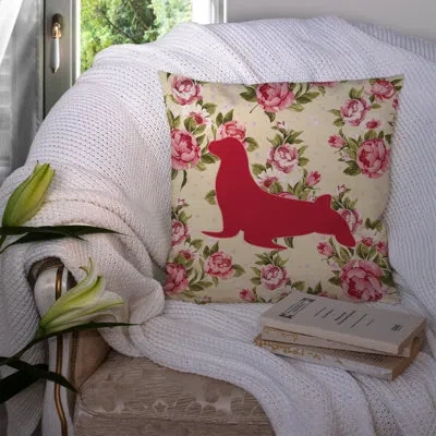 Caroline's Treasures Seal Shabby Elegance Yellow Roses Floral 14" Throw Pillow In Light Yellow