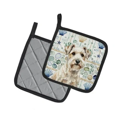 Caroline's Treasures Sealyham Terrier Coastal Sea Glass Pair Of Pot Holders In Multicolor